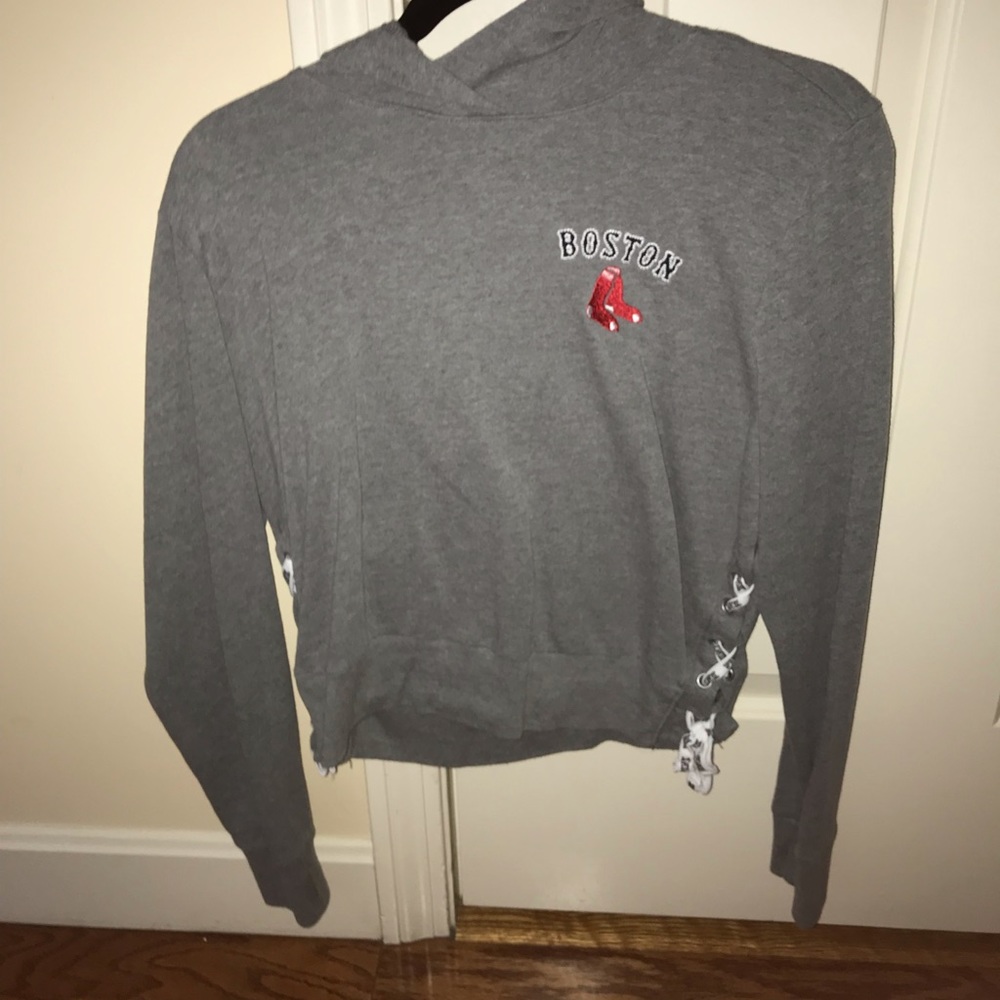 Boston Red Sox VS Pink Cropped Sweatshirt Pullover